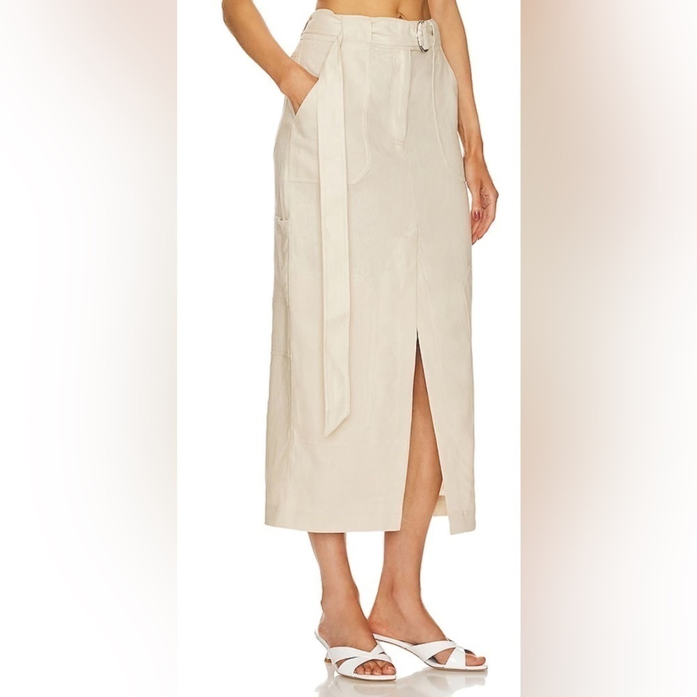GRLFRND The Linen Cargo Midi Skirt Size XS NWT